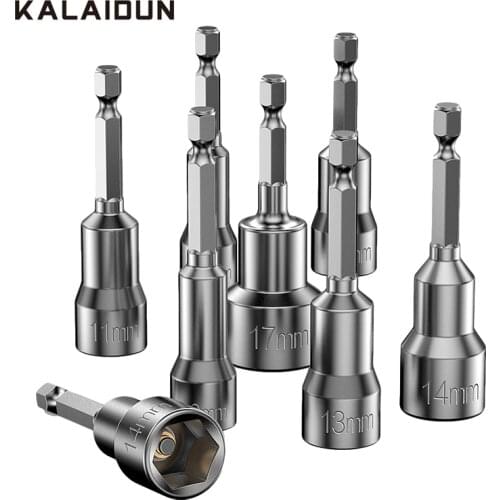KALAIDUN Electric Power Magnetic Screwdriver Set Length Extra Deep Bolt Nut Bit Cr-v Metric 1/4" Hex Shank Impact Socket Adapter