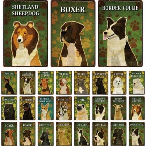 [ Kelly66 ] Pets Dogs Maltese BullDog Great Dane Boxer Metal Sign Tin Poster Home Decor Bar Wall Art Painting 20*30 CM Size Dy89