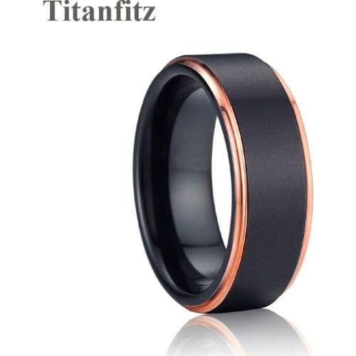 Classic Black Rose Gold Color Tungsten carbide ring 8mm LOVE Alliances wedding band Couple rings for men