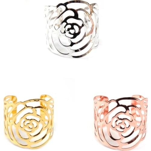 Napkin Ring 12 Pcs Hollow Out Rose Design Metal Napkin Holder for Wedding Party Dinner Table Decor High Quality and Brand New