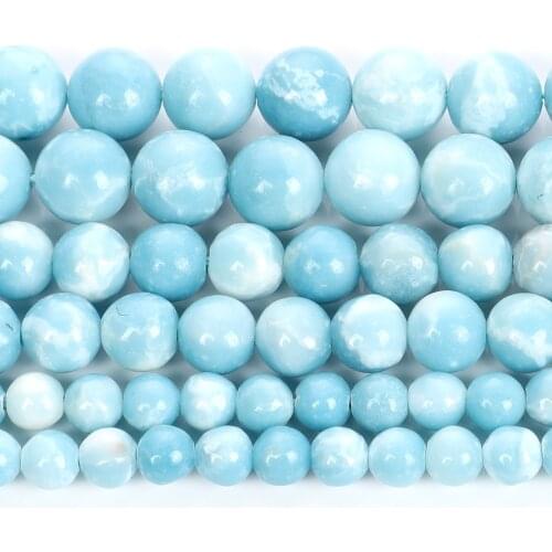 Larimar Natural Stone Charm Round Loose Beads For Jewelry Making DIY Bracelets Necklace Earrings Accessories 6/8/10MM