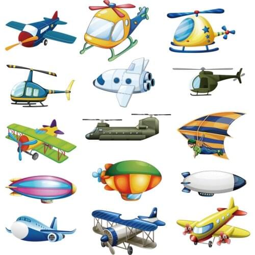 Cartoon Mini Set of Airplane Patches For Child Clothes Stickers Iron Diy Decoration Washable Jacket T-shirt Heat transfer Y-180