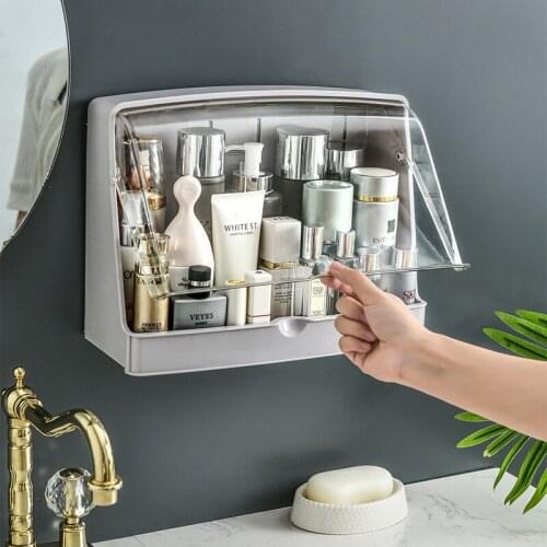 Wall Mounted Storage Rack No Punching Waterproof And Dustproof Bathroom Kitchen Large Capacity Storage Rack Storage Box Plastic
