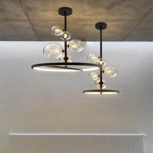 Nordic Pendant lamp Led 28 48cm Circle Ceiling Hanging Chandelier Black Loft Living Dining Room Kitchen Lighting Fixture