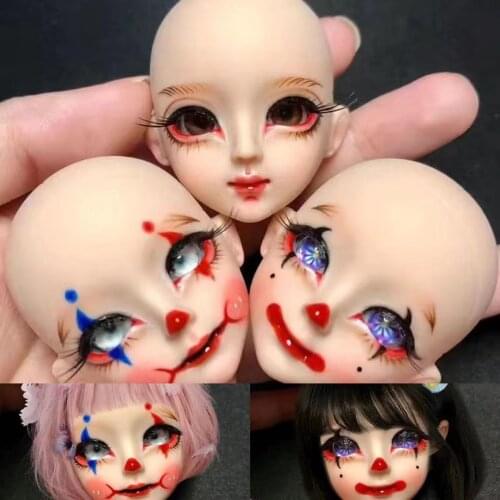 New 1/6 BJD Doll Head DIY Makeup Clown Doll Baby Head With 3D Eyes Doll accessories Creativity Special Gifts