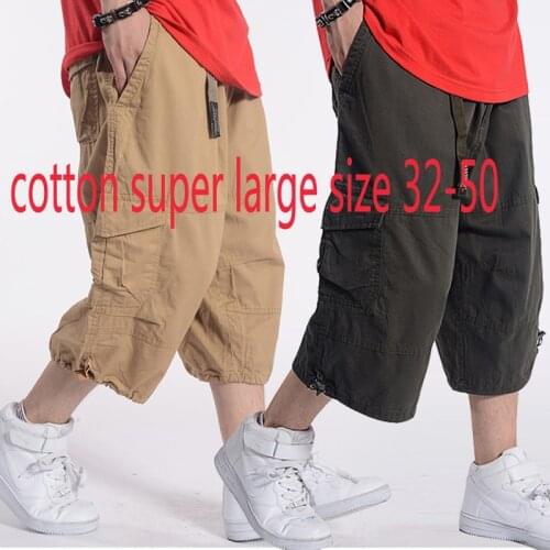 New Arrival Fashion Super Large Loose Thin Pure Cotton Elastic Waist Casual Knee Length Shorts Men Plus Size 32-40 42 44 4648 50