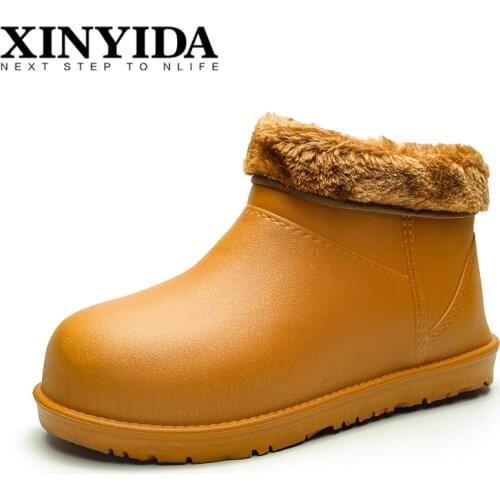 New Arrivals Winter Add Fur Keep Warm Mens Snow Boots Slip On Comfortable Waterproof Shoes Ankle Rain Boots For Men Size 39-44