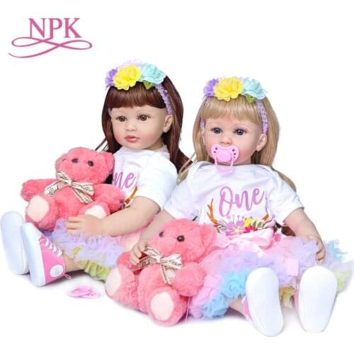 NPK 60cm Bebe reborn toddler silicone Reborn Baby Doll Toys 24 inch Vinyl Princess girl dolls toys for children gift