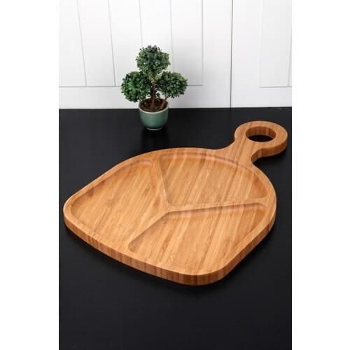 Queens Kitchen Bamboo Lux with Handle 3 Compartments Service