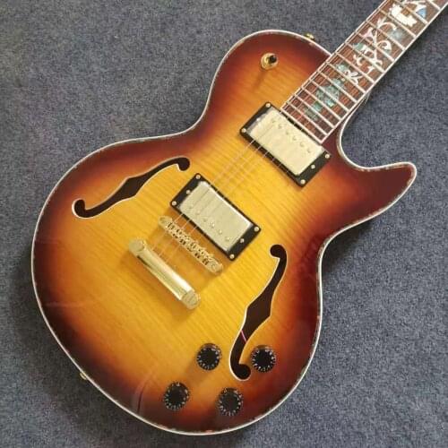 Custom Electric Guitar Yellow Color Golden Hardware Arch Top&Back Flamed Maple Factory Direct Free Shipping