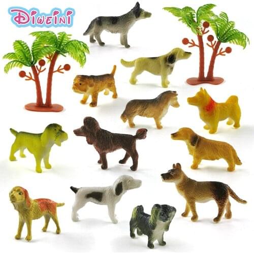 12pc Simulation Small Dog Farm Animal Model Lifelike Action Figure Diy Home Decor Educational Gift For Children Kids Hot toy Set