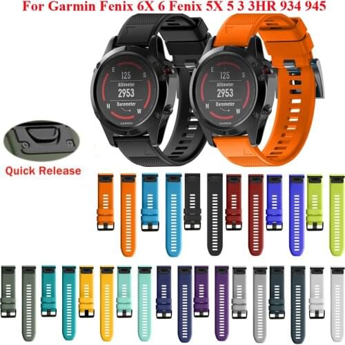 JKER 22 26mm Quick Release EasyFit Strap for Garmin Fenix 6X 6 Pro 5 5X Plus 3 Silicone Strap for Forerunner 945 935 Watchband