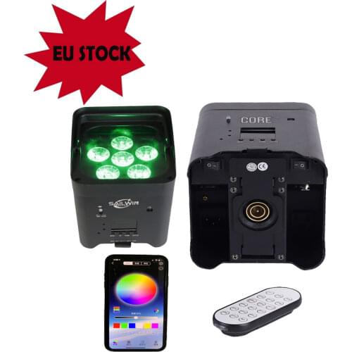 6X18W Battery WIFI Sound Activated Disco Ball DJ Party Lights RGBAW UV LED Stage Lights For Christmas Wedding sound party lights