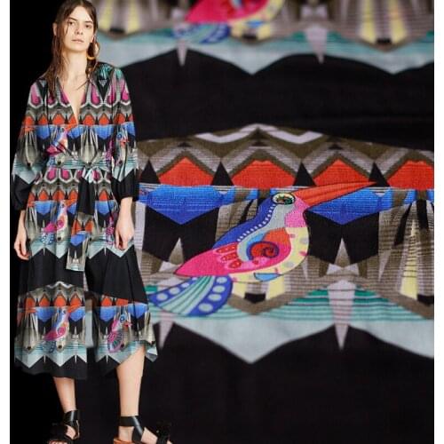 110 cm woodpecker printed silk fabric 12 mm crepe de chine silk fabric summer shirt dress crepe fabric wholesale silk cloth