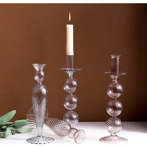 Scandinavian romantic candlelight dinner set props music dinner bar desktop simple creative decorations glass candlestick