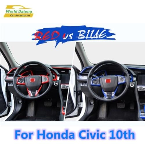 Typer Style Accessories For Honda Civic 10th 2017~2018 Red & Blue ABS Decroation Interior Moulding Cover Trim