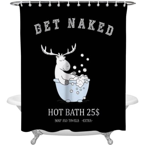 Animal Deer Cartoon Bathtub Bubble Bath Shower Curtain Home Bath Decorative Waterproof Polyester Fabric Bathroom Curtain