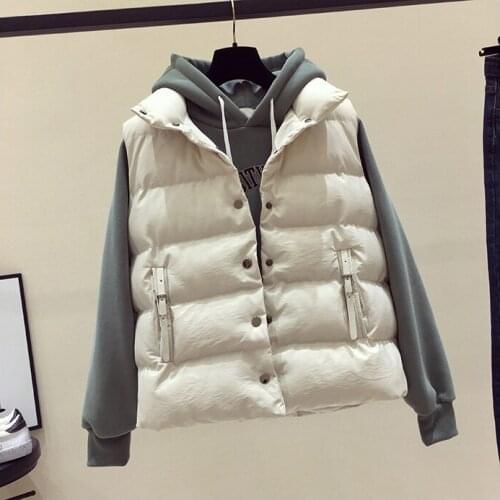 2021 Winter Fall Korean Fashion Womens Beige Black Sleeveless Parka Vest Coat , Autumn Casual Warm Vests Coats for Women