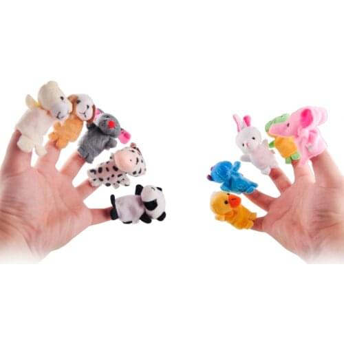 10 pcs/lot mini plush baby toy animal family finger puppets set fish australia princess bug boys girls finger puppets Gifts