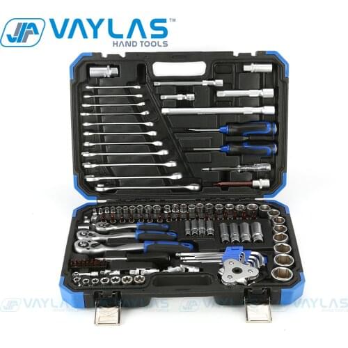 Vaylas 121pcs Multifunction Tools Set Household Tool Set Ratchet Spanner Wrench Socket Sleeve Set with Blow Case