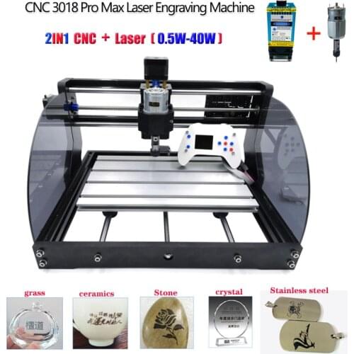 CNC 3018Pro Max Laser Engraving Machine 0.5W-40W GRBL ER11 DIY Engrave Wood PCB PVC Stone glass ceramic acrylic crystal Stainles