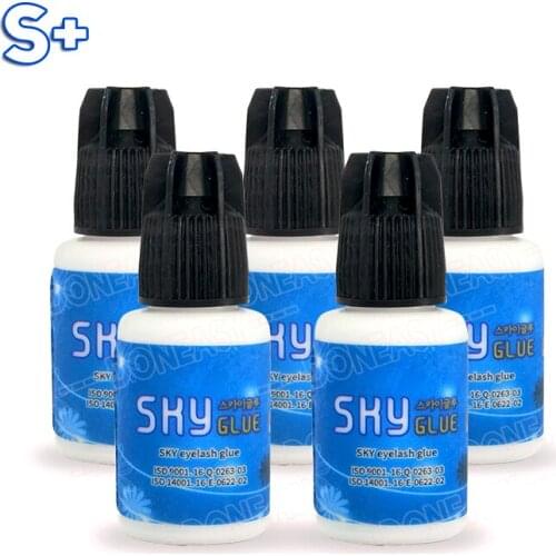 5 bottle 5ml Black Cap 1-2s dry time Korea Sky Eyelash Glue S+ for Eyelash Extensions 5ml Long Lasting Time