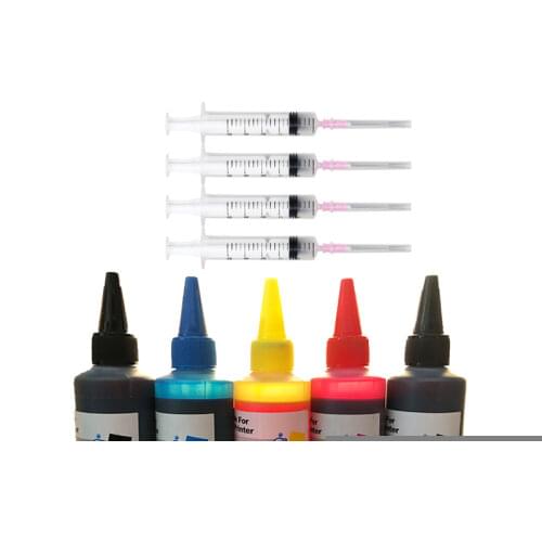 HTL 4PK 100ml Refill Dye Ink Kit for Epson for Canon for HP for Brother for Lexmark for Dell Printer for CISS Ink