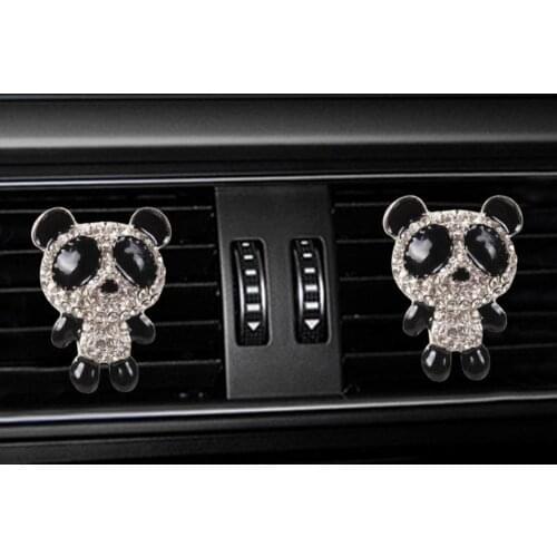 Car Interior Decoration Accessories Cute Panda Automobile Air Conditioner Outlet Perfume Clip Pendant for Girls Car Styling