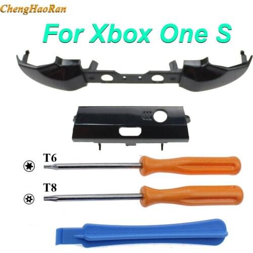 ChengHaoRan 1x Black LB RB Button Bumper Replacement Trigger Parts for Xbox One S Controller w/ screwdrivers T6 no hole T8 pry