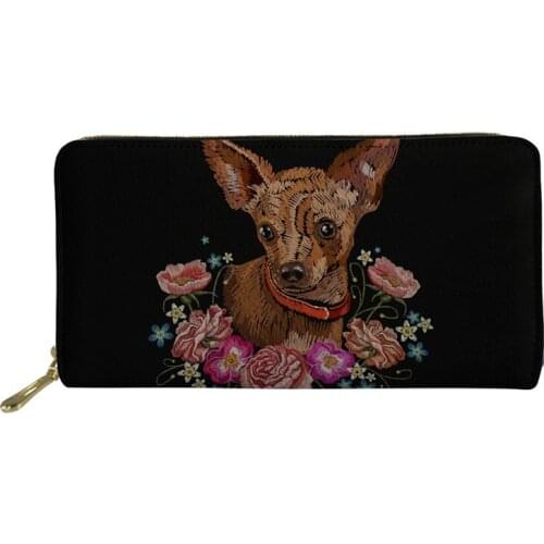 Black Wallets For Women Cute Chihuahua Printing Travel Passport Cover Coin Wallet Casual Womans Money Purse 2021