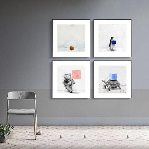 Nursery Art Animal Gallery Wall Art Print Potato Penguin Beer Tortoise Sketch Picture Poster Children Room Bedroom decoration
