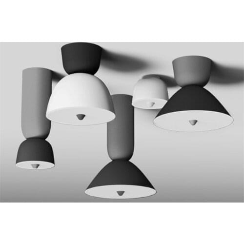 Design Iron Cylinder Ceiling Lights LED Modern Living Room Lamp Dining Room Bedroom Office Led Gray Pizza Ceiling Lamps Lighting