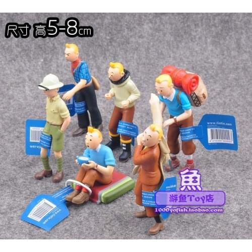 Higth Quality Famous Herge Les Aventures de Tintin The Adventures of Tintin Comic Anime Action Figure Model Toys