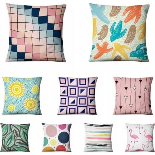 Geometric Figure Fresh Art Pillowcase Simple Graphics Thin Linen Cushion Decorative Pillows Home Decor Sofa Throw Pillow 45*45cm