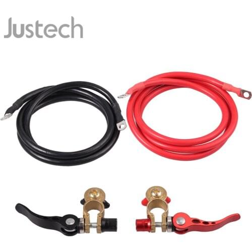 Justech 2Pcs 1.5m Battery Cables Flexible Battery Cable 25 mm² With Battery Terminals For Motorcycles Cars Boats