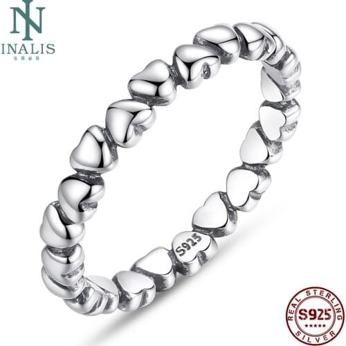 INALIS Real 925 Sterling Silver Ring Forever Love Heart-shape Finger Rings Jewelry Gift Original Global Shopping Festival 2020