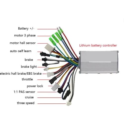 24v36v48v 250w350w BLDC Motor Controller EBS Brake/Cruise/Reverse/PAS Sensor for Electric Bike Scooter MTB ATV Tricycle