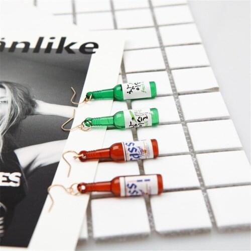 CRLEY Korean Fashion Wine Bottle Shape Earring Green Brown Small Acrylic Drop Earring Punk Style Fashion Acrylic Earrings