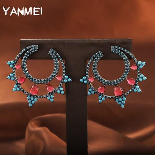 Round Hollow Water Drop Earrings Special Shape New Micro-inlaid Zircon Jewelry Triangle Geometric Dubai Earrings pendientes