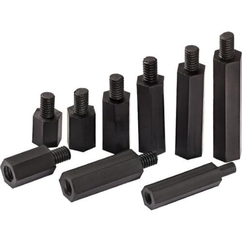 50pcs M3 Black plastic nylon hex column standoff spacer screw stand-off M3 hex screw male M3*5/6/7/8/9/10/11/12/14/15/20/25mm+6