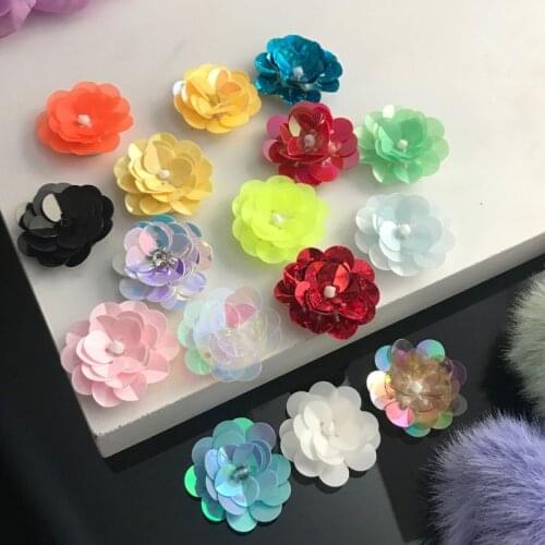 10pcs Fashion Small Sequins Flower Patches for Clothes DIY Applique Dress Bags Brooch Clothes Sew On Flower Patches
