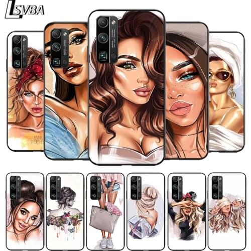 Fashion City Girl for Huawei Honor V30 20 Pro X10 9S 9A 9C 9X 8X 10 9 Lite 8 7 Pro Silicone Soft Black Phone Case
