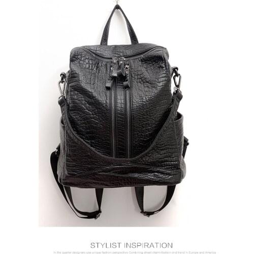 Fashion women shoulder backpack 100% Fiber waterproof quality casual style double shouder cute girl black bag