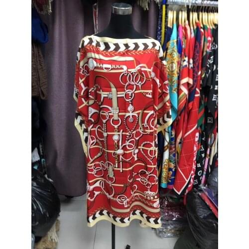 Oversize мусульманская мода European Printed Mini short dress Dashiki African lady knee silk kaftan dress