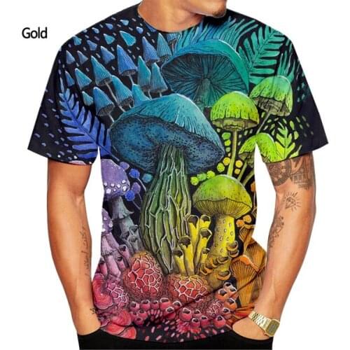New Fashion Color Mushroom 3D Printing T-shirt Mens and Womens Summer Casual Short-sleeved T-shirt Tops
