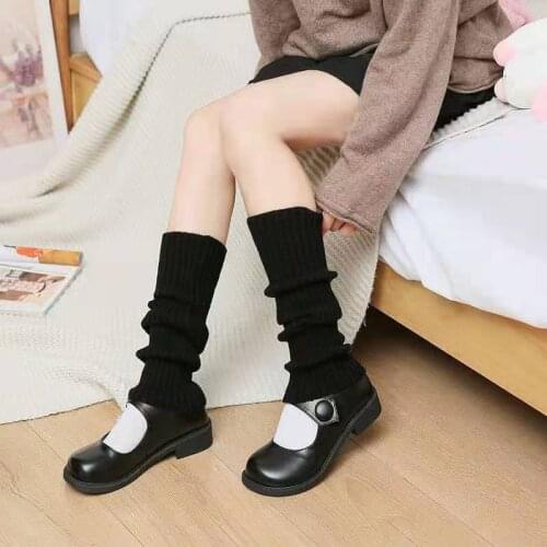 Solid Black Cream Pink Jk Girl Knit Stretch Leg Warmers 2021 Lady Cool Gothic Sweet Lolita Socks Leg Warmer Hipster Accessories