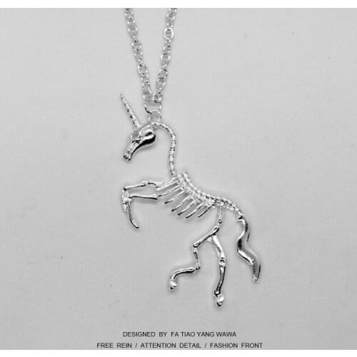 Unicorn skull necklace