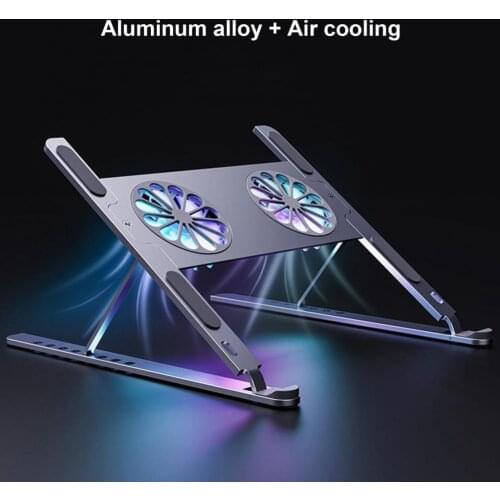 Portable Laptop Stand Desk Aluminum Adjustable Foldable Support Base Cooling Fan Notebook Holder For Macbook Pro Computer Stand