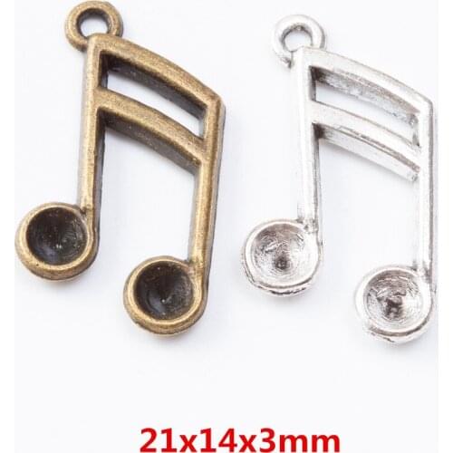 45 pieces of retro metal zinc alloy Musical notes pendant for DIY handmade jewelry necklace making 7211
