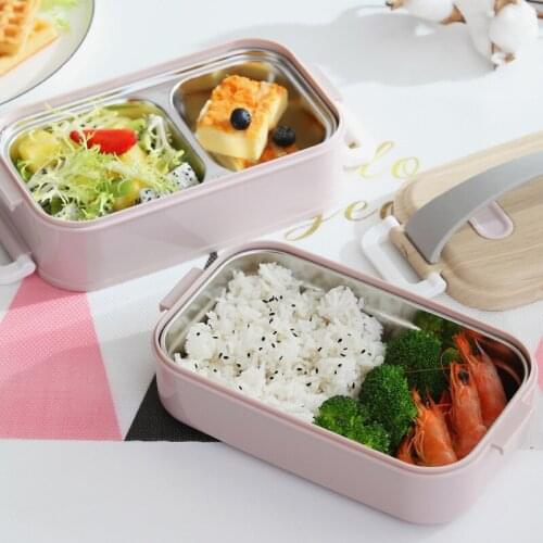 Portable Lunch Box Stainless Steel Double Layer Container Large-Capacity Lunch Box for Outdoor Camping Picnic TS1